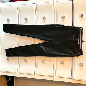 Black leggings - pleather fitted high rise skinny leg opening